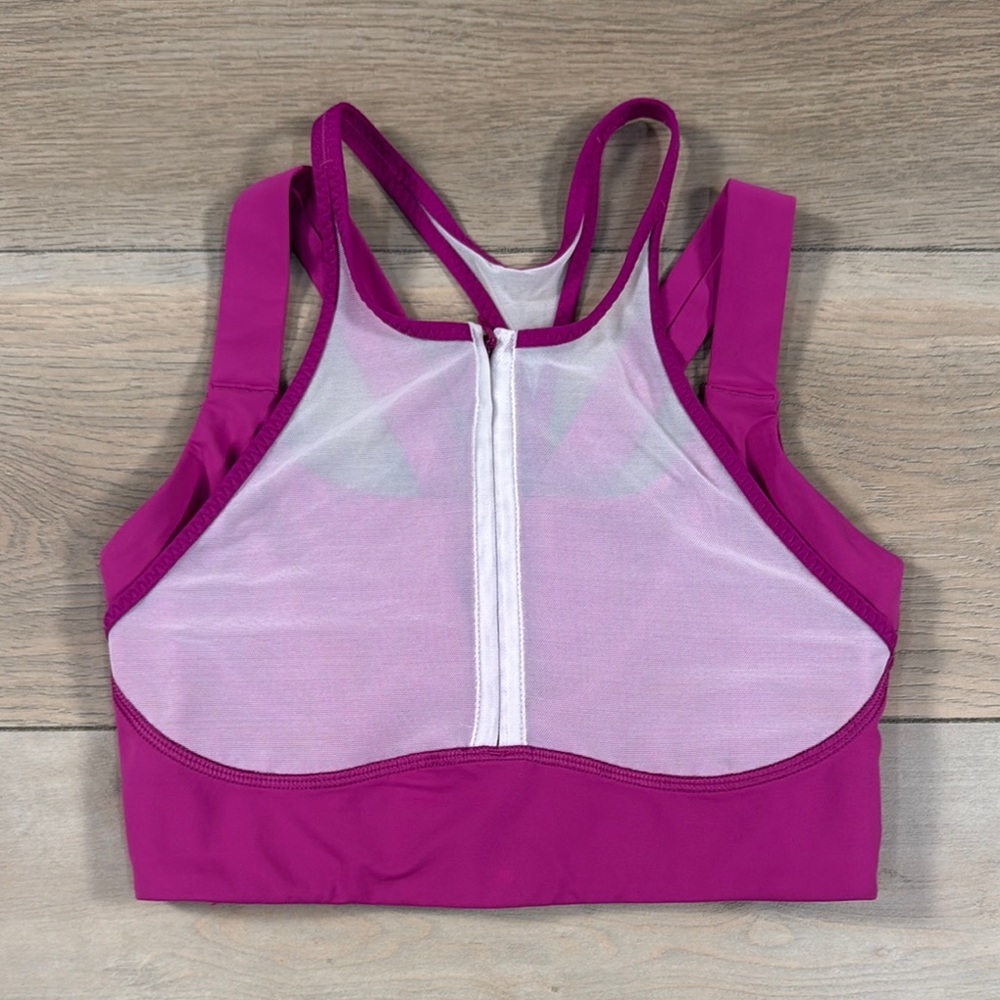 Lululemon Women's Ready Set Sweat Pink and White Sports Bra